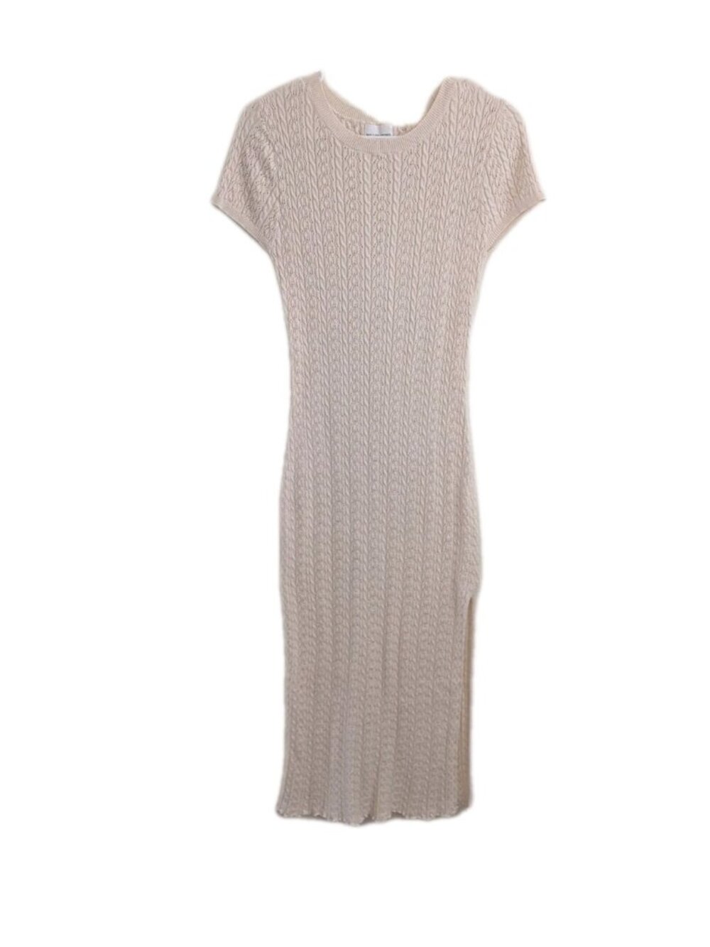 ​Willow Wind Knit Dress Womens M Cream Midi Slit Old Money Coastal Grandmother
